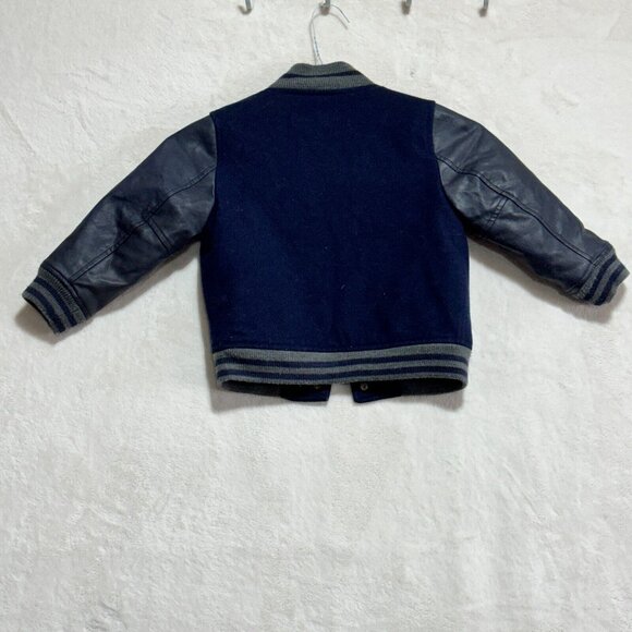Baby Gap 4T Faux Leather Wool Letterman Bomber Stylish Spring Jacket - Picture 12 of 15